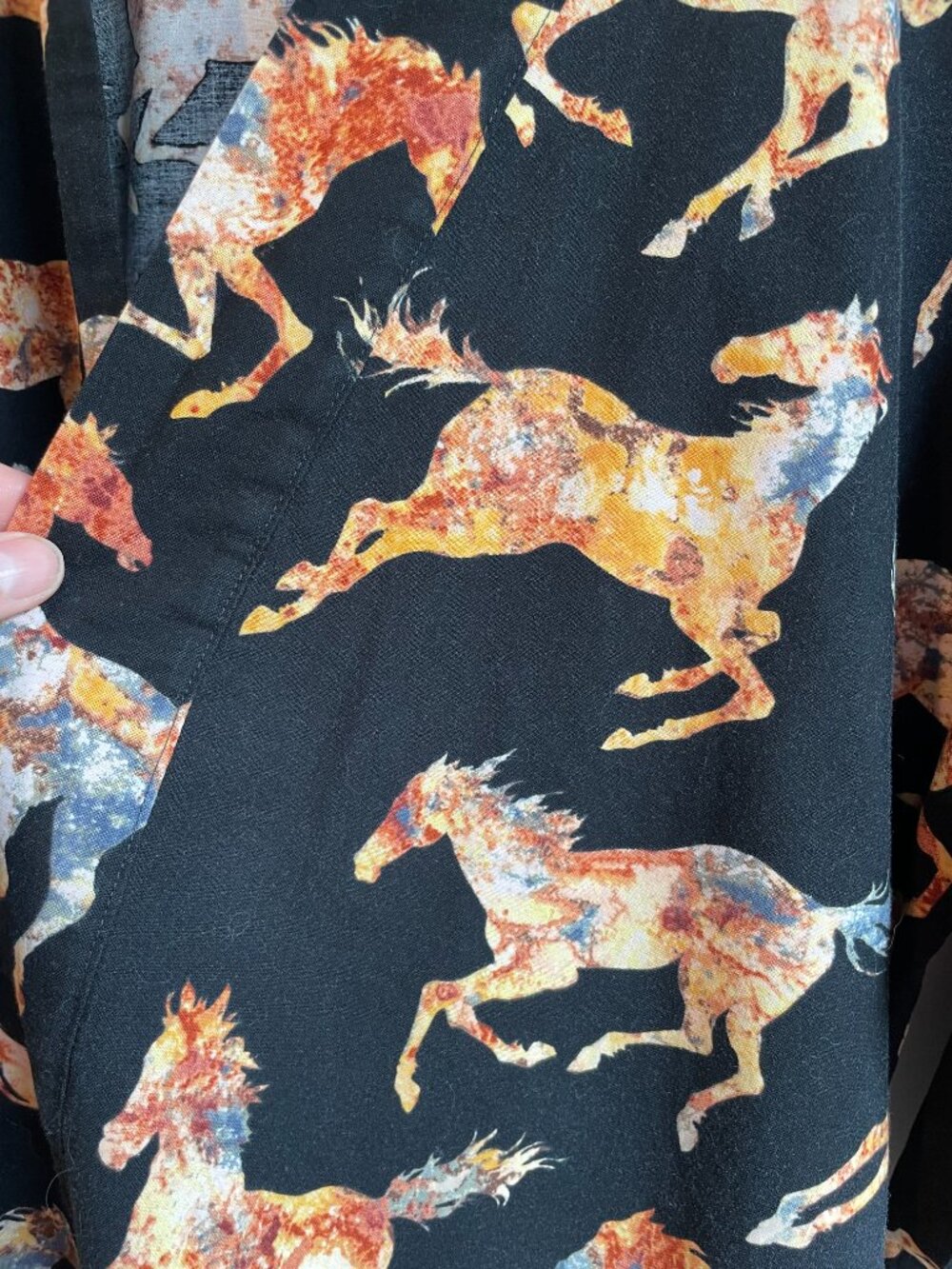 Wild Horses Short Robe Jacket Kimono 100% Cotton Boho Copper Reversible Cuffs OS - Picture 3 of 15